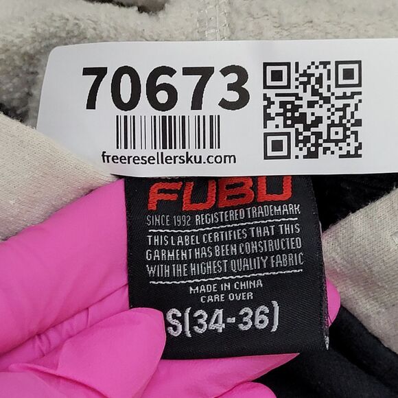 FUBU Colorblock Hoodie Small 20x24 Black Cream - Picture 7 of 13